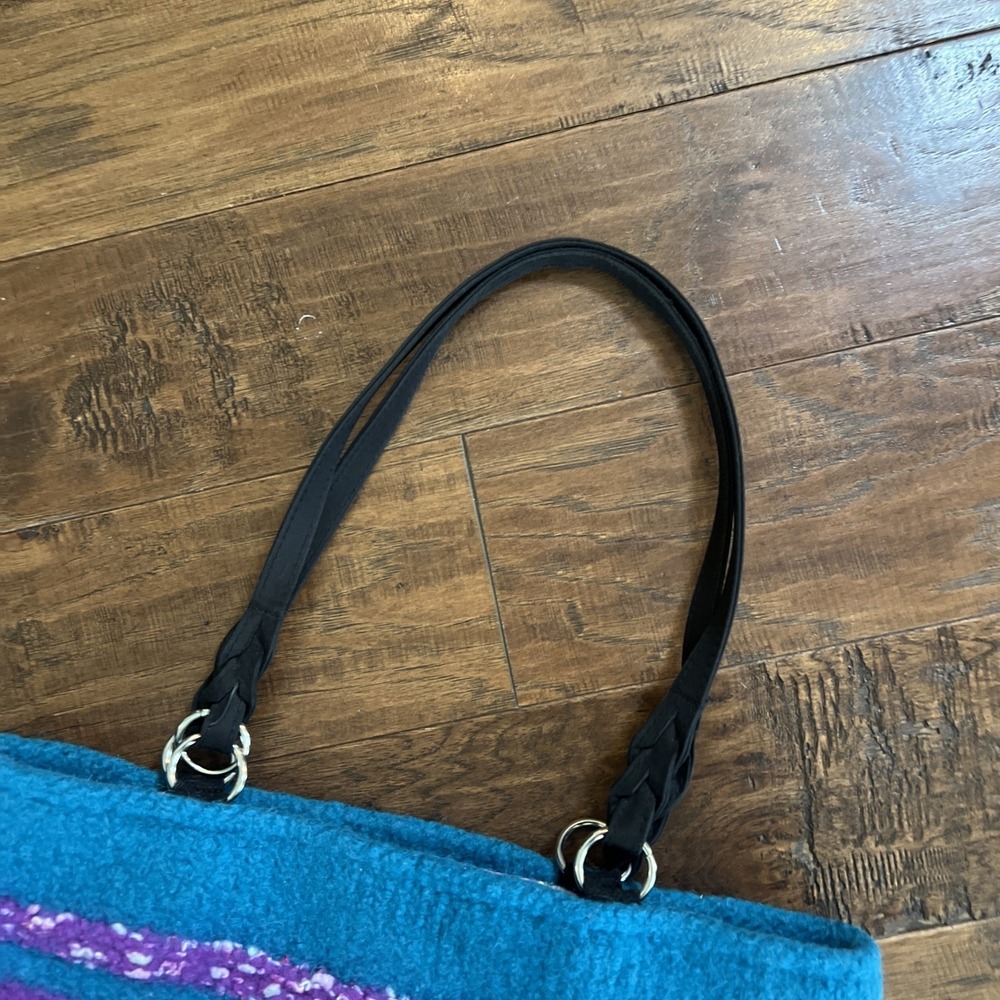 Handmade‎ Felted Wool Purple Teal Double Handle Boho Tote Handbag Purse Laptop - Picture 3 of 11